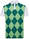 Classic Argyle Mens Golf Polo Shirt - Green & Green by ReadyGOLF