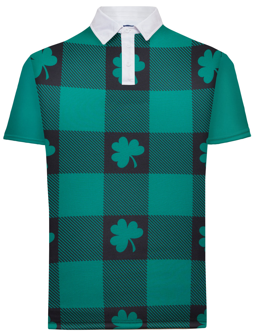 Shamrock Plaid Mens Golf Polo Shirt by ReadyGOLF