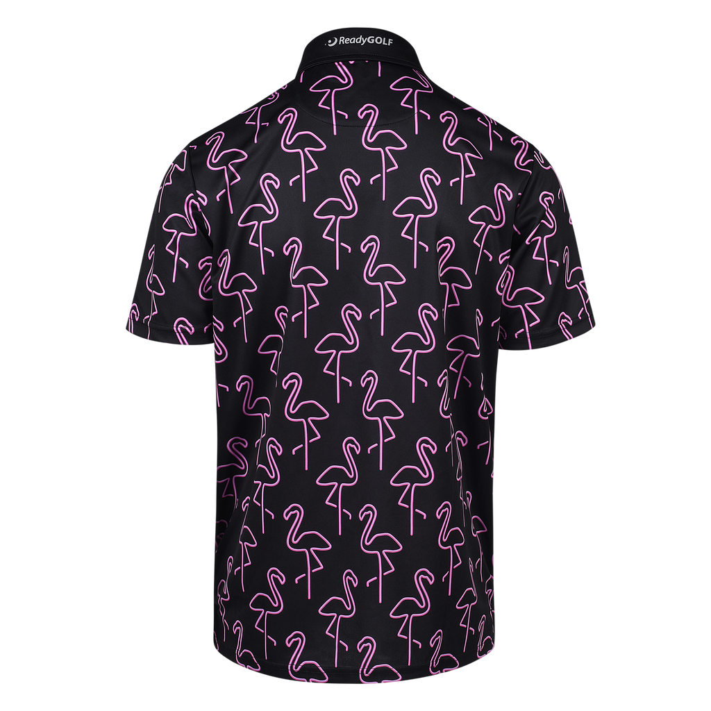 Neon Flamingos Mens Golf Polo Shirt by ReadyGOLF