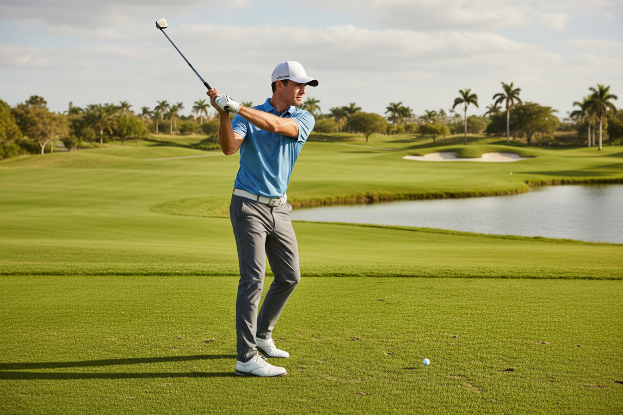 Male golfer playing golf